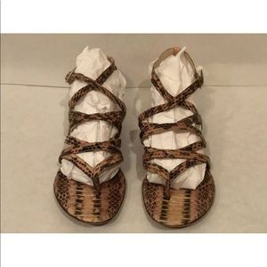 JIMMY CHOO Snake skin flat caged sandals 38(8)